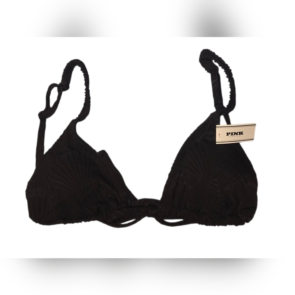 VIctoria's Secret Triangle String Bikini Top in Black Size M NWT